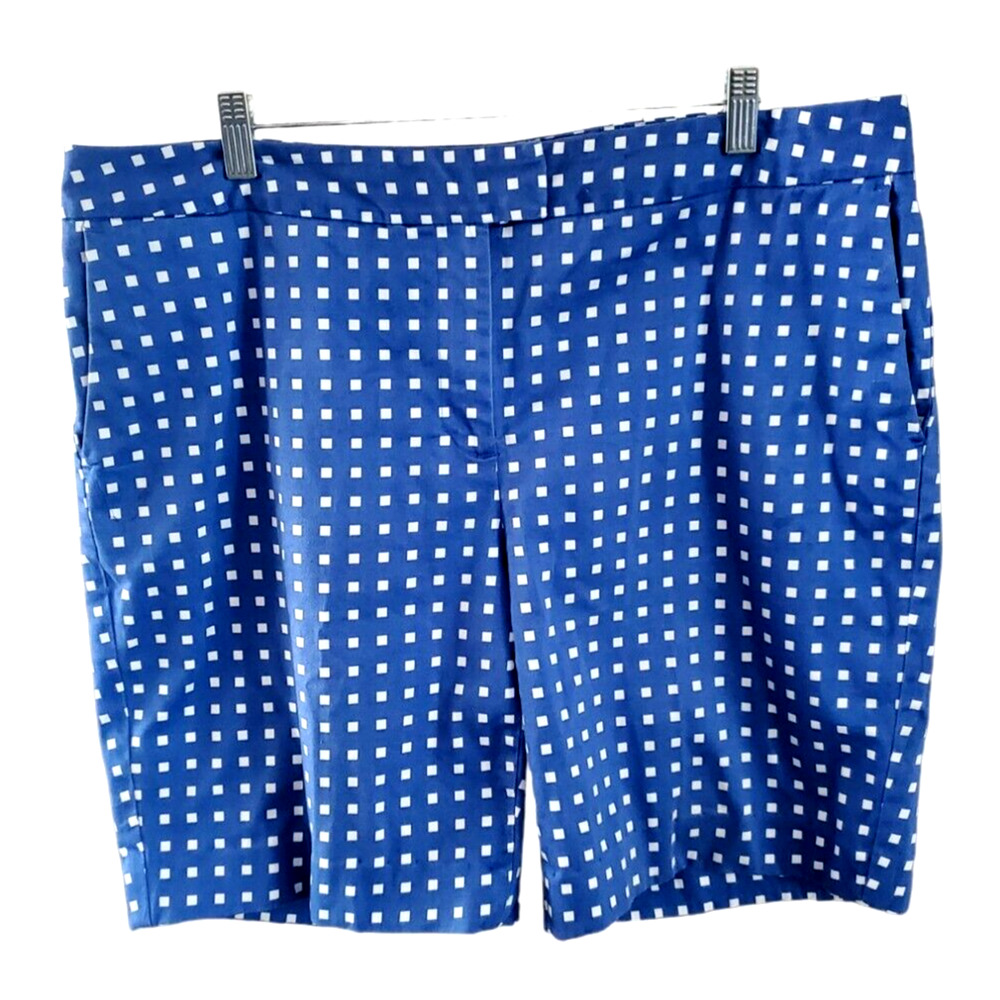 Liz Claiborne Royal Blue & White Geo Print Jackie Bermuda Shorts Sz 16